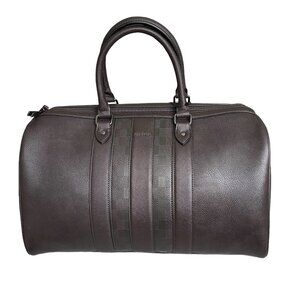 Ted Baker Striped PU Holdall weekender bag, dark brown